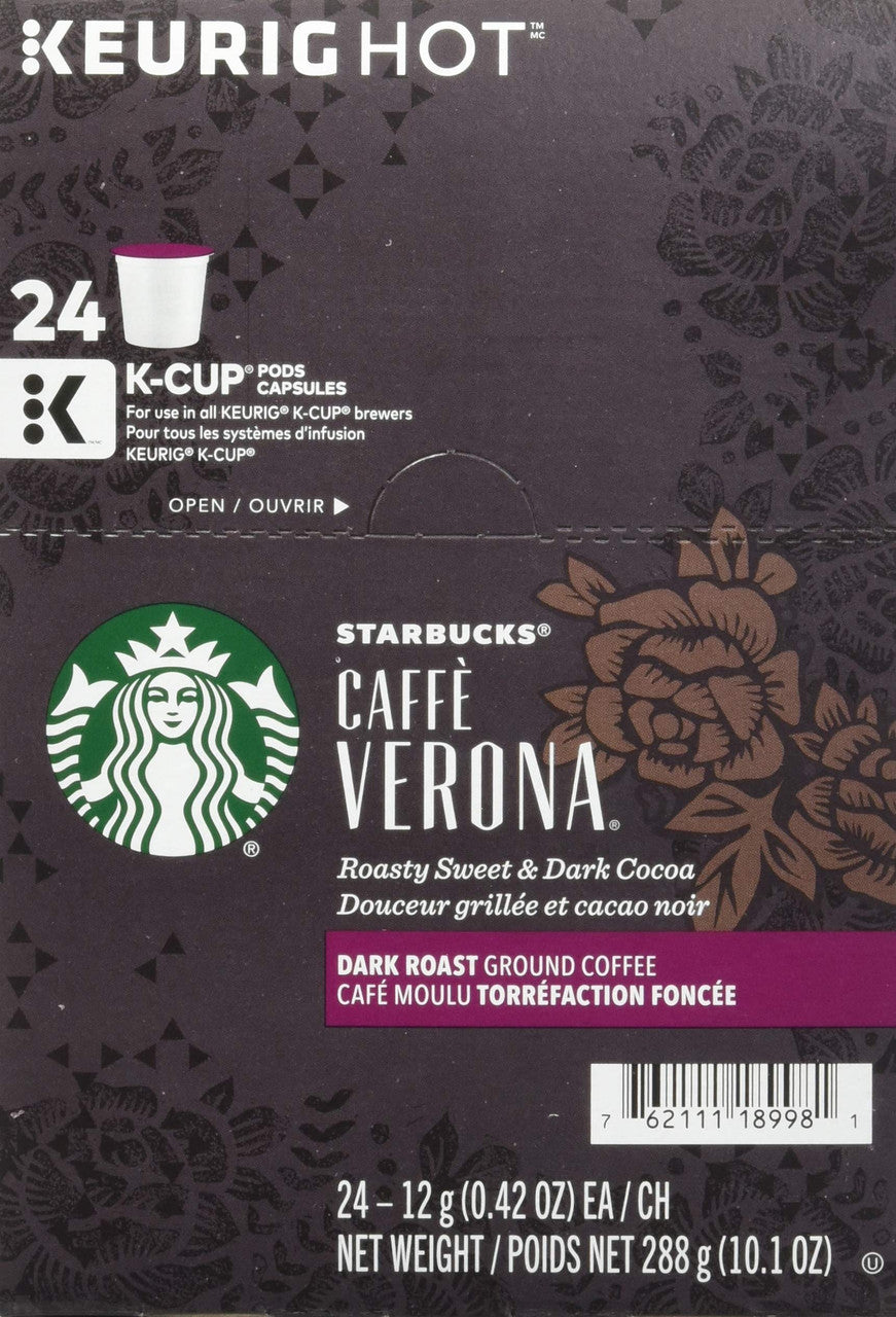 Starbucks Caffe Verona Coffee 96 K Cups Packs {Imported from Canada}